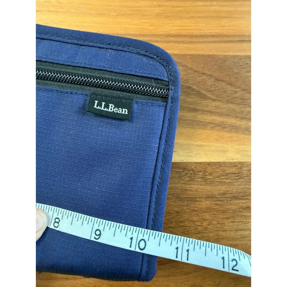 LL Bean Travel Wallet Organizer Blue Cordura Nylon Zip Passport Holder